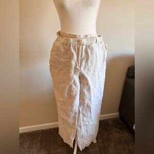JM Collection khaki neutral Linen Pants Sz 10 p